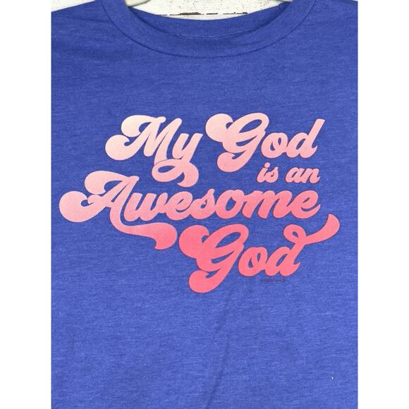 Women’s “My God Is An Awesome God” T Shirt Blue Medium Delta T - Picture 2 of 7